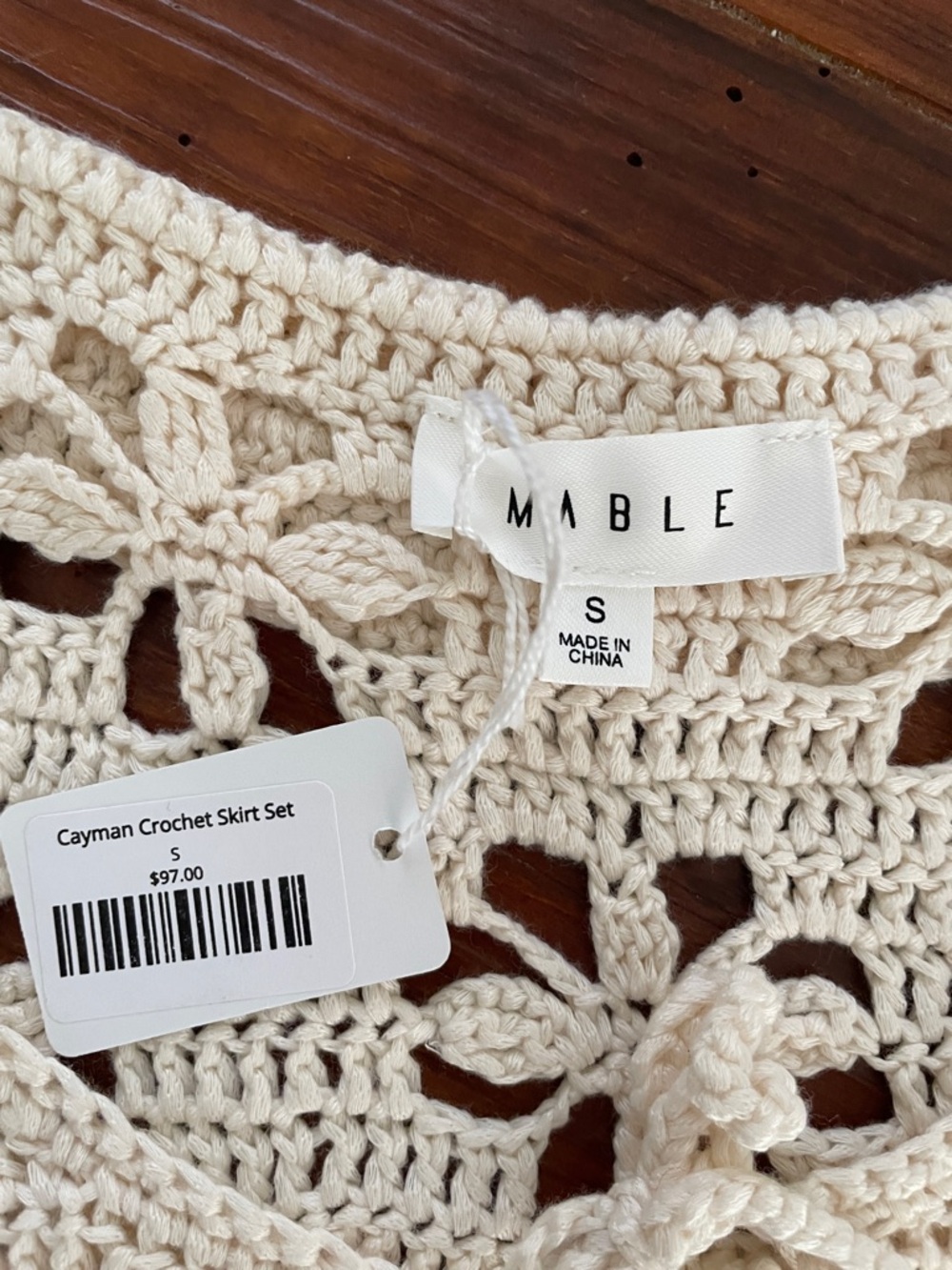 Mable Crochet Set—Top and Skirt. Floral. Cream. Small. - Picture 2 of 14
